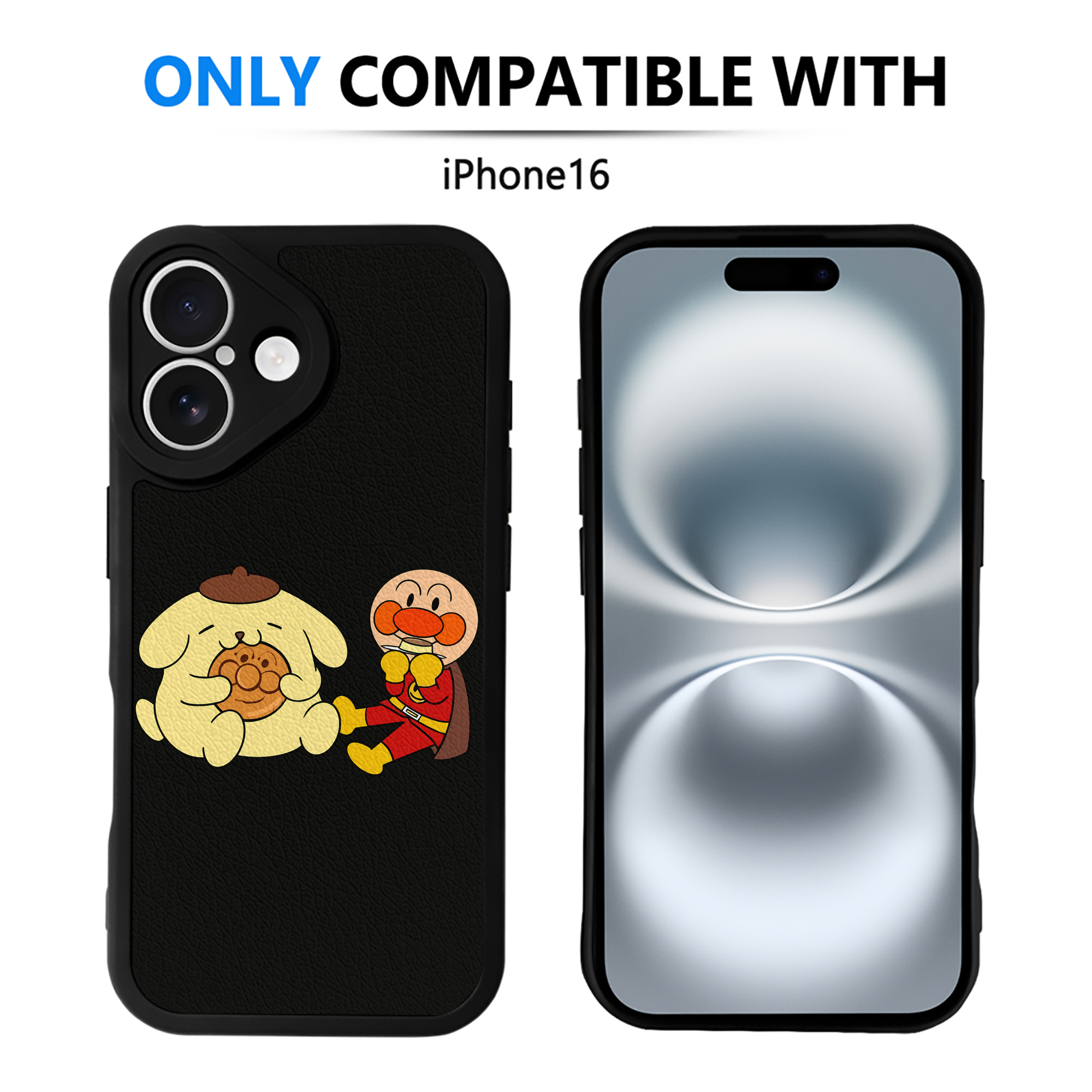 （画像用） アンパンマン Anpanman 【iPhone 16シリーズ対応】シリコンスマホケース（レザー調） 材質：シリコン